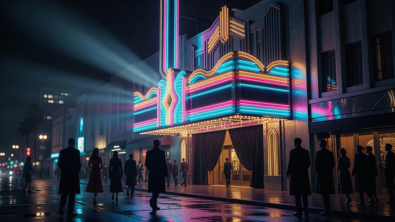 Hollywood Cinematic Neon Theater Main Poster